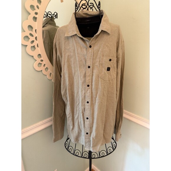 Roark Mens Shirt Size L Beige Brown Long Sleeve Button Up Elbow Patches - Picture 1 of 6